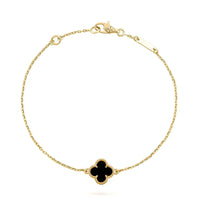 [Perlaura Jewelry ]CLOVER ONYX SINGLE FLOWER BRACELET