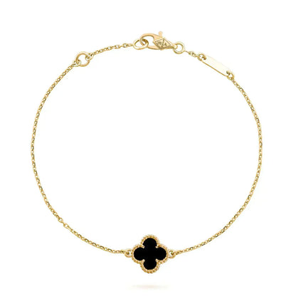 [：Polaidi Jewelry]CLOVER ONYX SINGLE FLOWER BRACELET