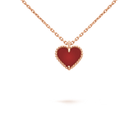 [Perlaura Jewelry ]SWEET CLOVER CARNELIAN HEART NECKLACE