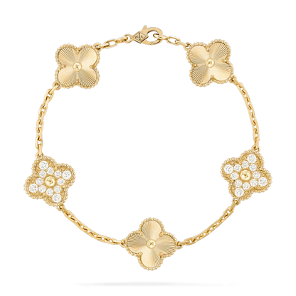 [：Polaidi Jewelry]CLOVER BRACELET 5 MOTIFS GOLD DIAMOND