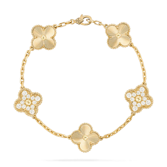 [：Polaidi Jewelry]CLOVER BRACELET 5 MOTIFS GOLD DIAMOND