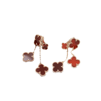 [Perlaura Jewelry ]CLOVER EARRINGS CARNELIAN 4 MOTIFS PINK GOLD