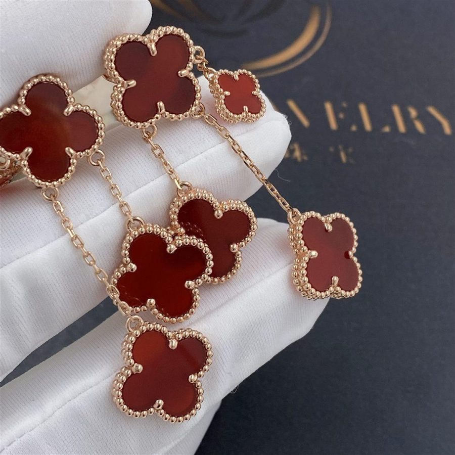 [：Polaidi Jewelry]CLOVER EARRINGS CARNELIAN 4 MOTIFS PINK GOLD
