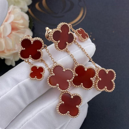 [：Polaidi Jewelry]CLOVER EARRINGS CARNELIAN 4 MOTIFS PINK GOLD