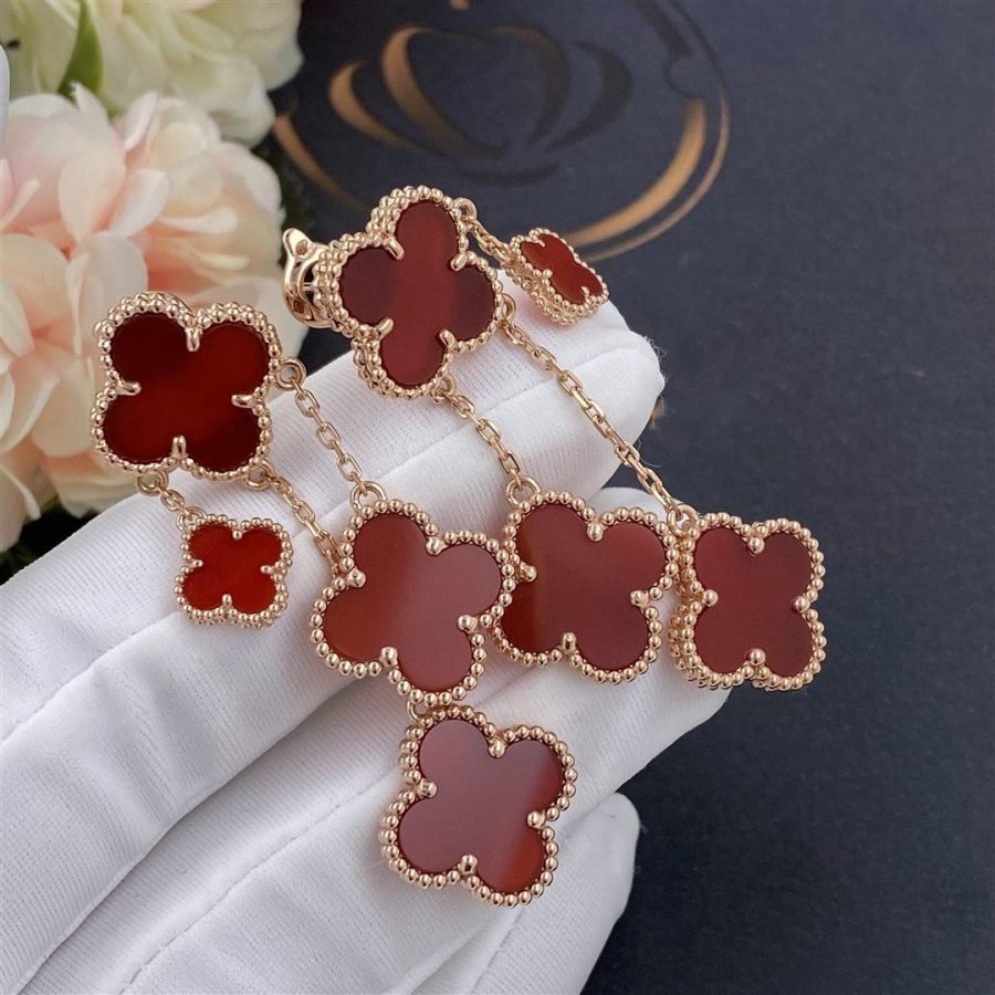 [Polaidi Jewelry]CLOVER EARRINGS CARNELIAN 4 MOTIFS PINK GOLD