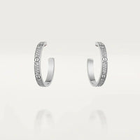 [Perlaura Jewelry ]LOVE DIAMOND SILVER HOOP EARRINGS