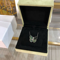 [Perlaura Jewelry ]LARGE BUTTERFLY SILVER PENDANT DIAMOND NECKLACE