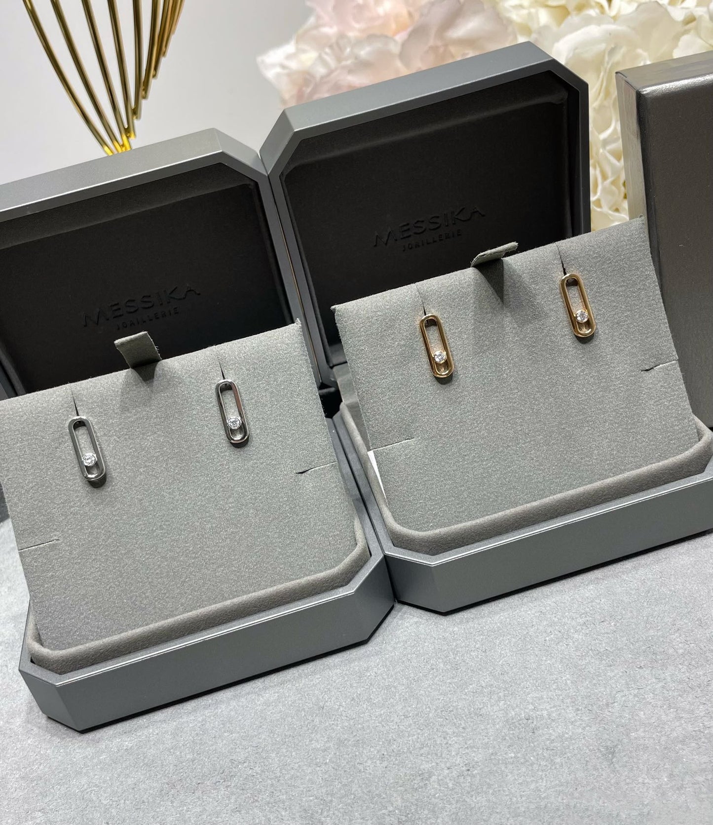 [Polaidi Jewelry]MOVE UNO SMALL 1 DIAMOND EARRINGS