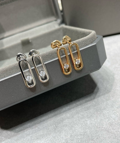 [Polaidi Jewelry]MOVE UNO SMALL 1 DIAMOND EARRINGS