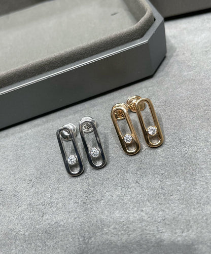 [Polaidi Jewelry]MOVE UNO SMALL 1 DIAMOND EARRINGS