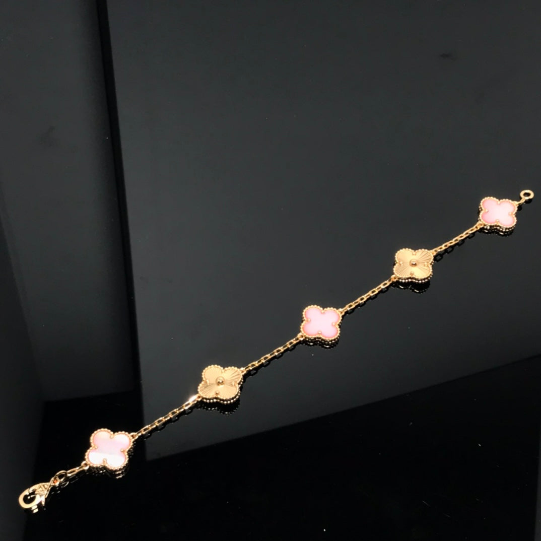 [：Polaidi Jewelry]CLOVER BRACELET 5 MOTIF PINK AND PINK GOLD