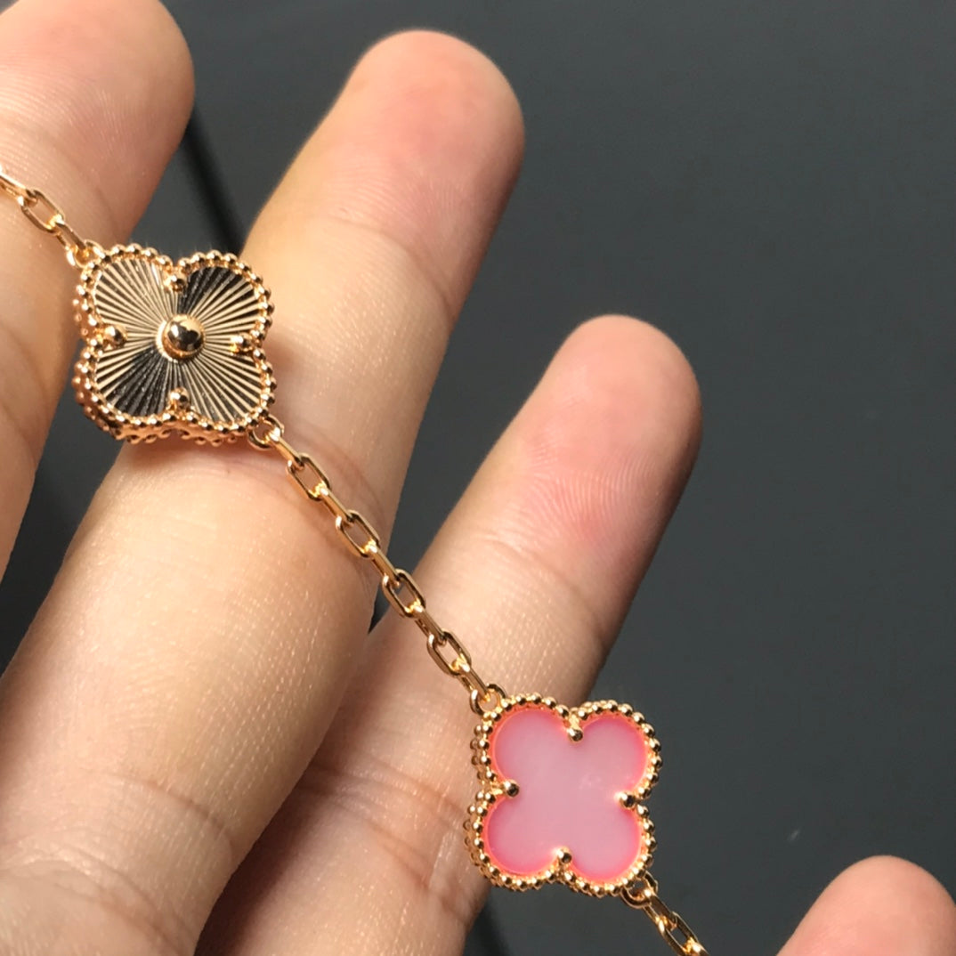 [：Polaidi Jewelry]CLOVER BRACELET 5 MOTIF PINK AND PINK GOLD