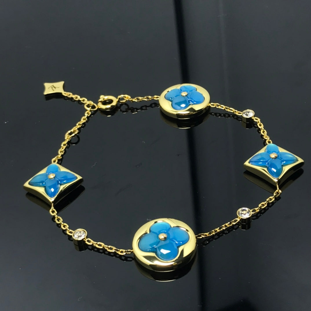 [：Polaidi Jewelry]STAR AND SUN 4 MOTIF BLUE BRACELET