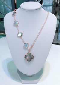 [Perlaura Jewelry ]COMBINED BRACELET 5 MOTIFS AND NECKLACE DARK MOP ROSE GOLD