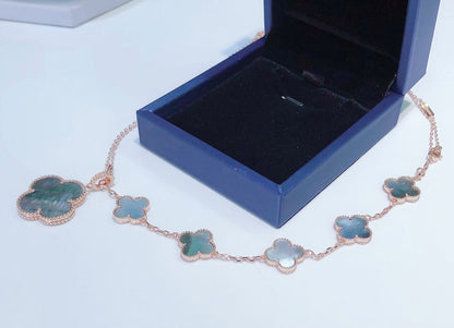 [Polaidi Jewelry]COMBINED BRACELET 5 MOTIFS AND NECKLACE DARK MOP ROSE GOLD