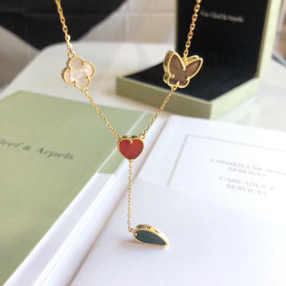 [Polaidi Jewelry]LUCKY SPRING 4 MOTIFS ROSE GOLD NECKLACE