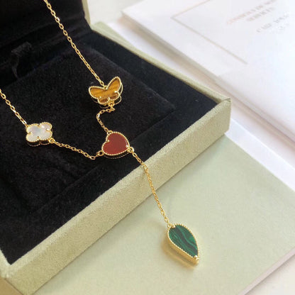 [Polaidi Jewelry]LUCKY SPRING 4 MOTIFS ROSE GOLD NECKLACE