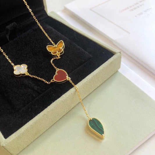[Polaidi Jewelry]LUCKY SPRING 4 MOTIFS ROSE GOLD NECKLACE