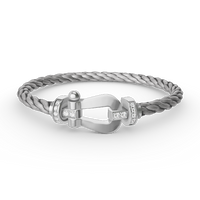 [Perlaura Jewelry ]FORCE LARGE HORSESHOE HALF DIAMOND BRACELET SILVER
