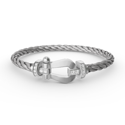 [Polaidi Jewelry]FORCE LARGE HORSESHOE HALF DIAMOND BRACELET SILVER