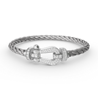 [Perlaura Jewelry ]FORCE LARGE HORSESHOE FULL DIAMOND BRACELET SILVER
