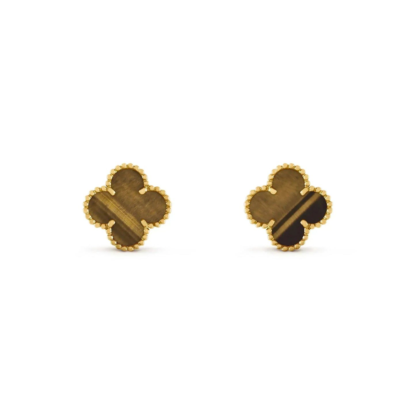 [：Polaidi Jewelry]CLOVER MEDIUM 1 MOTIFS TIGER EYE EARRINGS