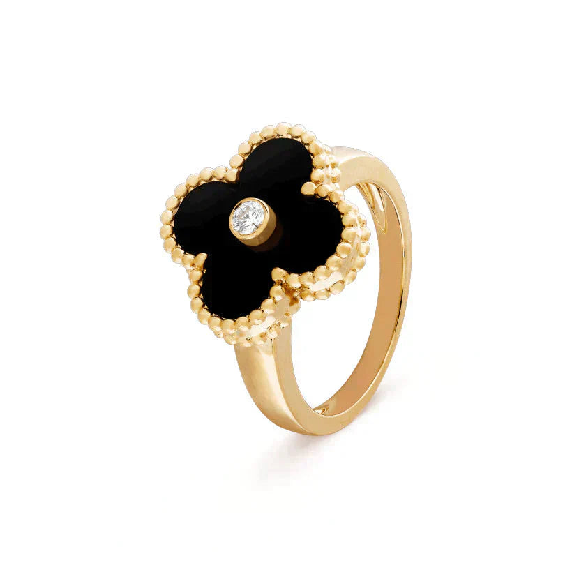 [：Polaidi Jewelry]クローバー オニキス リング ゴールド ダイヤモンド