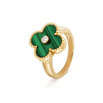 [Polaidi Jewelry]CLOVER MALACHITE RING GOLD DIAMOND
