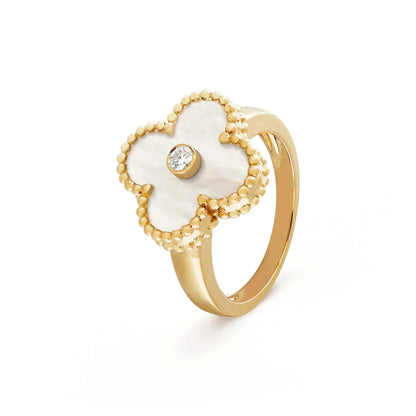 [：Polaidi Jewelry]クローバーピンクMOPリングゴールドダイヤモンド