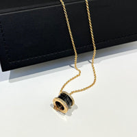 [Perlaura Jewelry ]ZERO 1 BLACK CERAMIC DIAMOND PINK GOLD NECKLACE