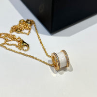 [Perlaura Jewelry ]ZERO 1 WHITE CERAMIC DIAMOND PINK GOLD NECKLACE